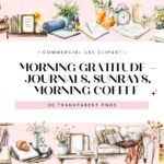 Morning Gratitude – Journals, sunrays, morning coffee
