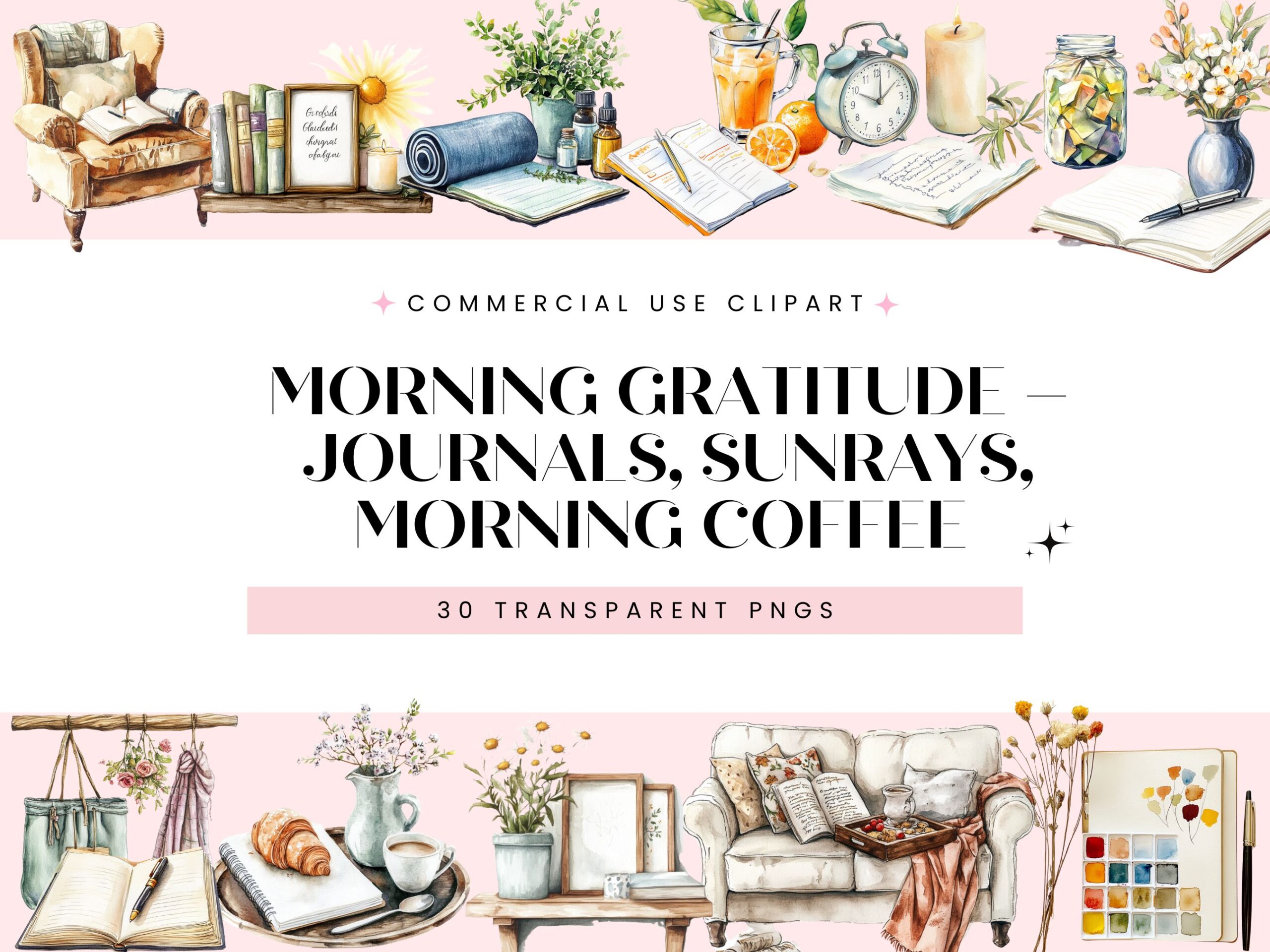 Morning Gratitude – Journals, sunrays, morning coffee