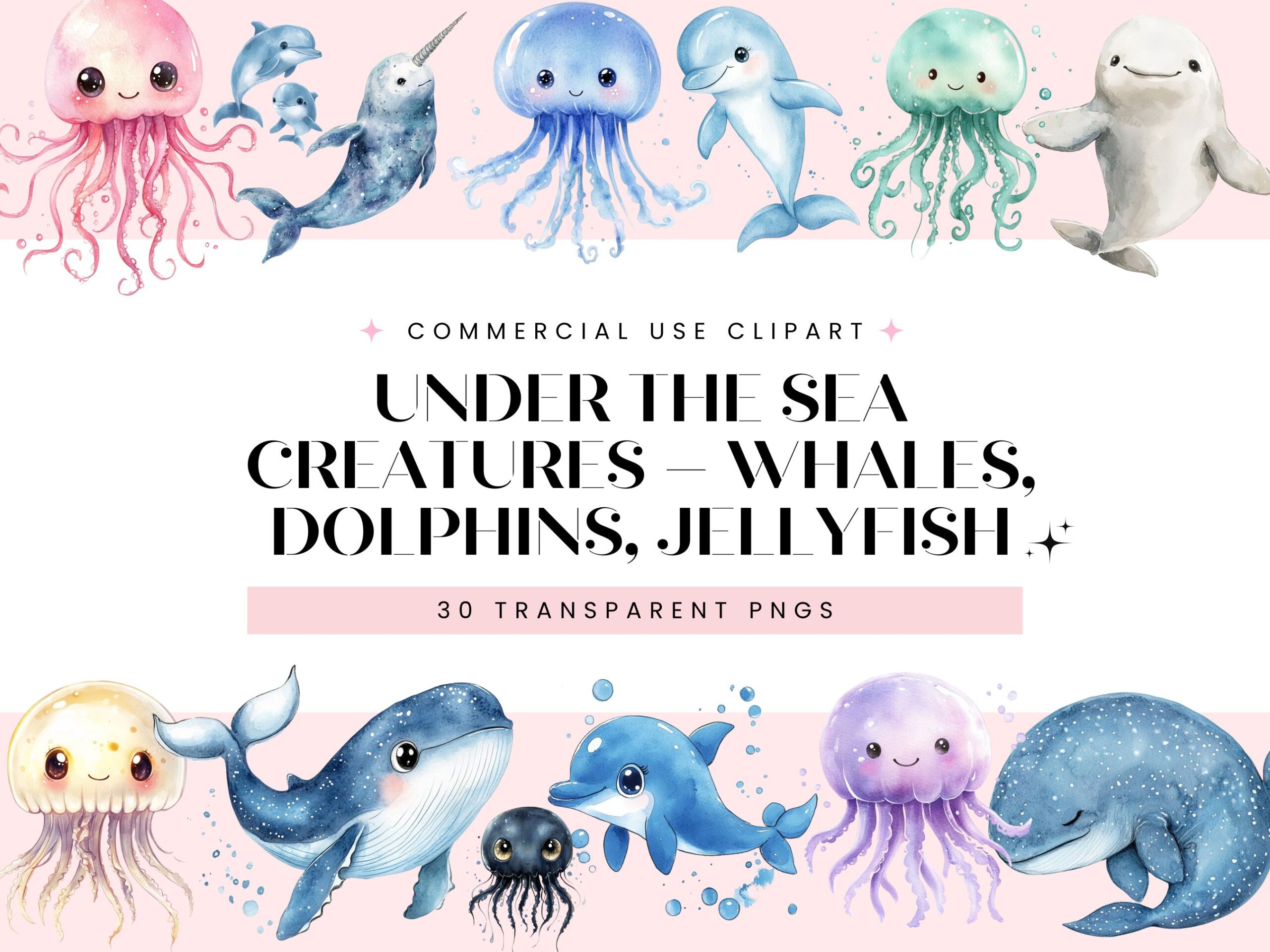 Under the Sea Creatures – Whales, dolphins, jellyfish